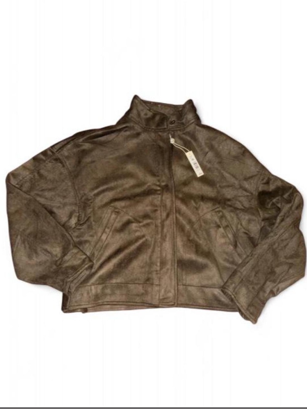 Max Studio Women’s Brown Suede Zip-Front Jacket